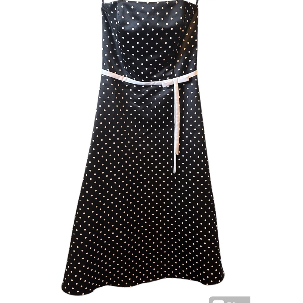 Jessica McClintock For Gunne Sax Vintage Black & White W/ Bows Dress Size 7/8